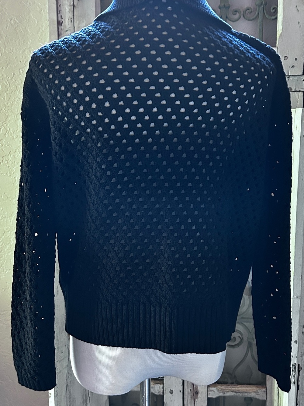 Bogner Black Open-Weave Collared Pullover - Picture 4 of 7